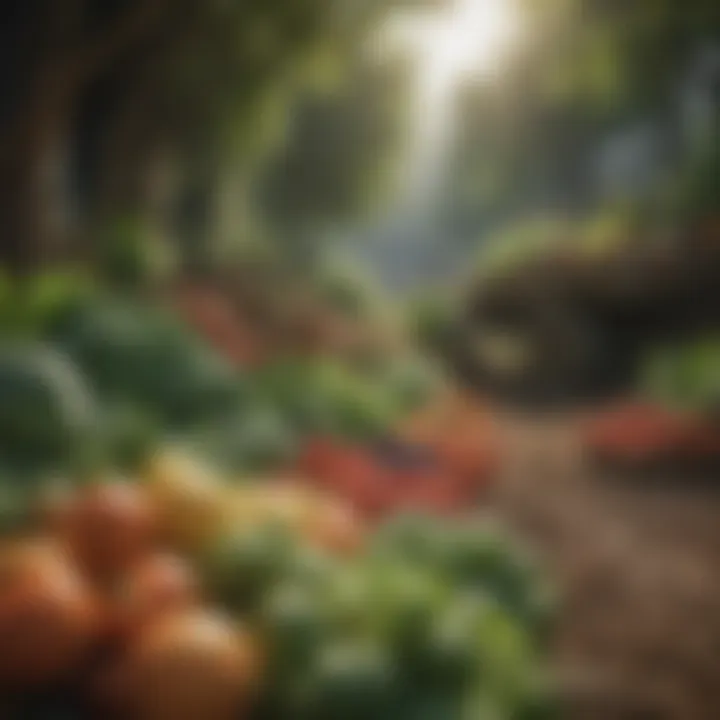 A picturesque landscape showcasing a variety of fresh vegetables