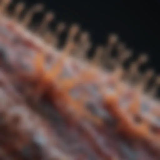 Microscopic view of MS plaque formation in neural tissue.