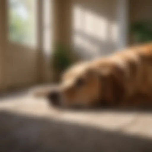 A senior dog resting peacefully in a sunlit room