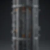 Schematic diagram of a fractionation column illustrating its internal structure and functionality.