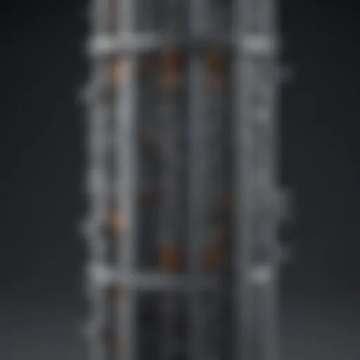 Schematic diagram of a fractionation column illustrating its internal structure and functionality.