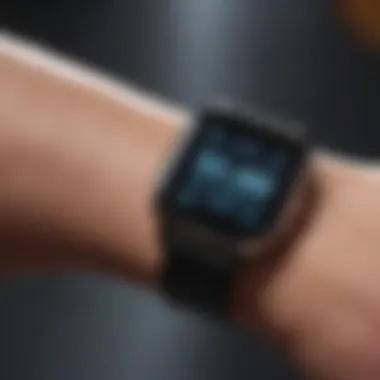 User interacting with a smartwatch for health tracking