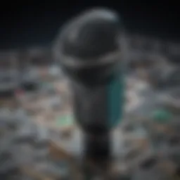 A close-up view of a wireless microphone showcasing its advanced circuitry.